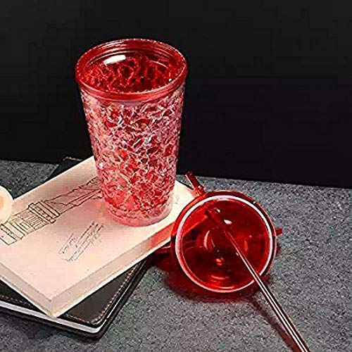 Whitecloud TRANSFORMING HOMES® 450ml Plastic Mug Bottle Jelly Sipper Gel Feezer Sipper Icecream Cup with Straw for Cold Beverages Water and Drinks (Red - 0065 A) - Image 5