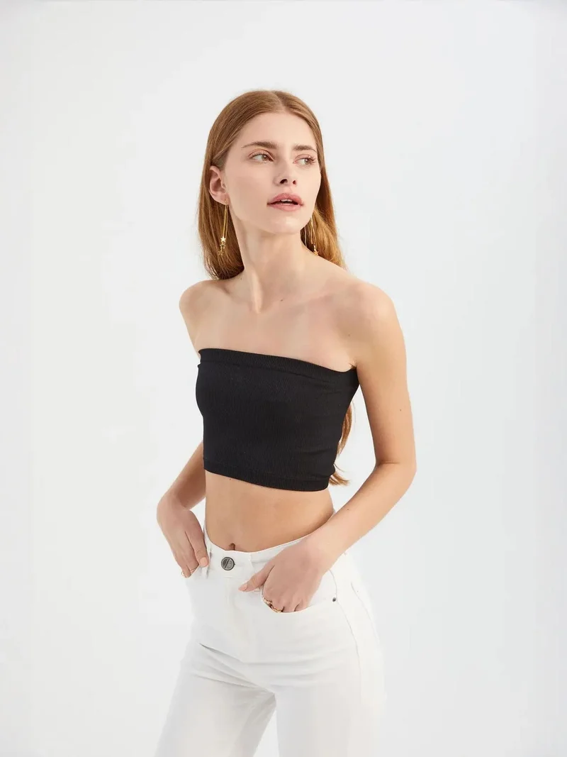 HICCUP Strapless Basic Crop Top
