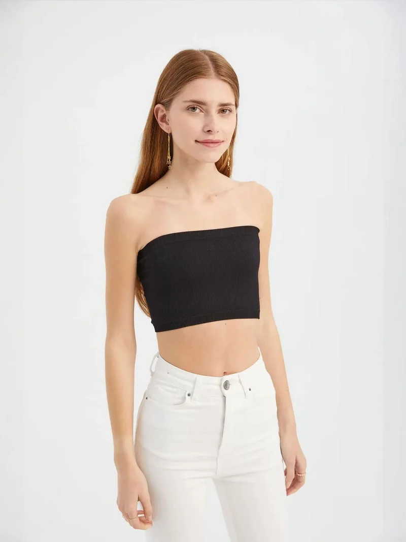 HICCUP Strapless Basic Crop Top