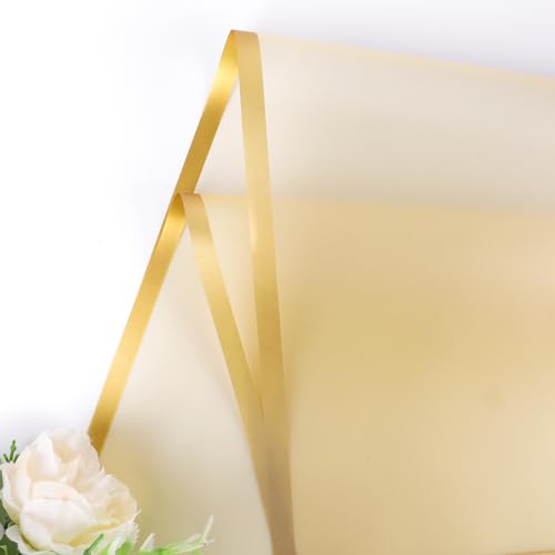 FUHITIM 20 Sheets Flower Wrapping Paper - Waterproof Floral Bouquet Packaging Paper for DIY Crafts，Florist Supplies Packaging Paper for Wedding Birthday Gift (Translucent Gold) - Image 4