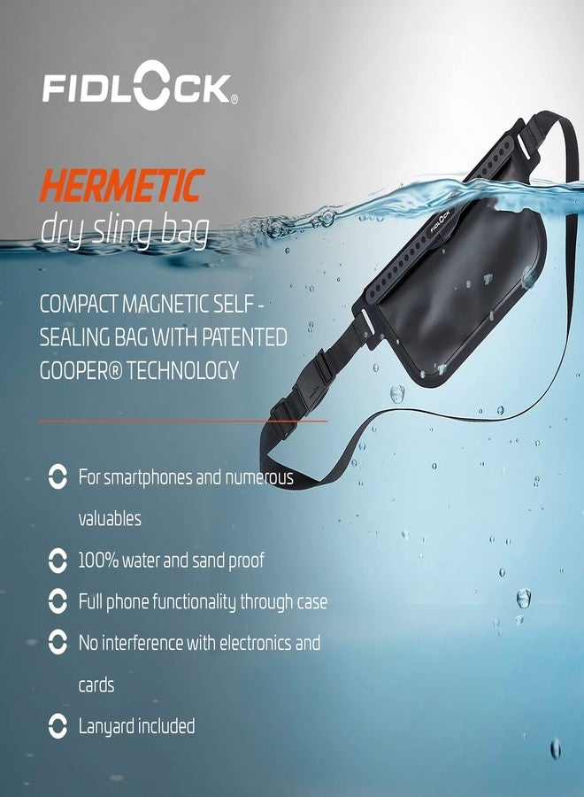 FIDLOCK Hermetic Sling Phone Dry Bag - Waterproof Pouch for Cellphone with Magnetic Self-Sealing Closure - Full Touch Functionality Through The Case - Black - Image 3