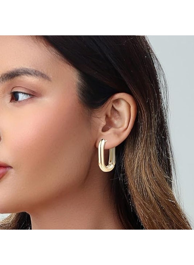 Ucanbe 6 Pairs Elegant Hollow Hoop Earrings Set – C-Shape, Waterdrop, Braided & Geometric Design, Lightweight Statement Jewelry for Women - Image 2