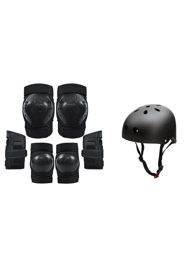 Generic Protective Gear Set 7 in 1 Knee Elbow Pad Wrist Guard Helmet Multi Sports Safety Protection for Kids - Image 1