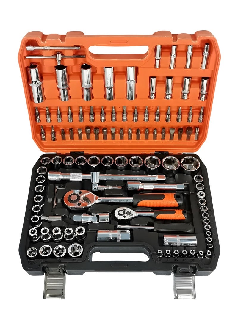 DEFAONS 108-Piece Professional Socket Set – Chrome Vanadium Steel, Complete Tool Kit with Ratchet Handle, Extension Bars, Hex Sockets, Universal Joints, Portable Case – Ideal for Automotive, Repair, and DIY Projects.  - Image 1