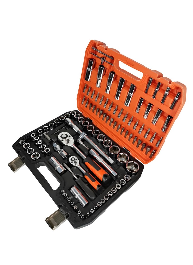DEFAONS 108-Piece Professional Socket Set – Chrome Vanadium Steel, Complete Tool Kit with Ratchet Handle, Extension Bars, Hex Sockets, Universal Joints, Portable Case – Ideal for Automotive, Repair, and DIY Projects.  - Image 2