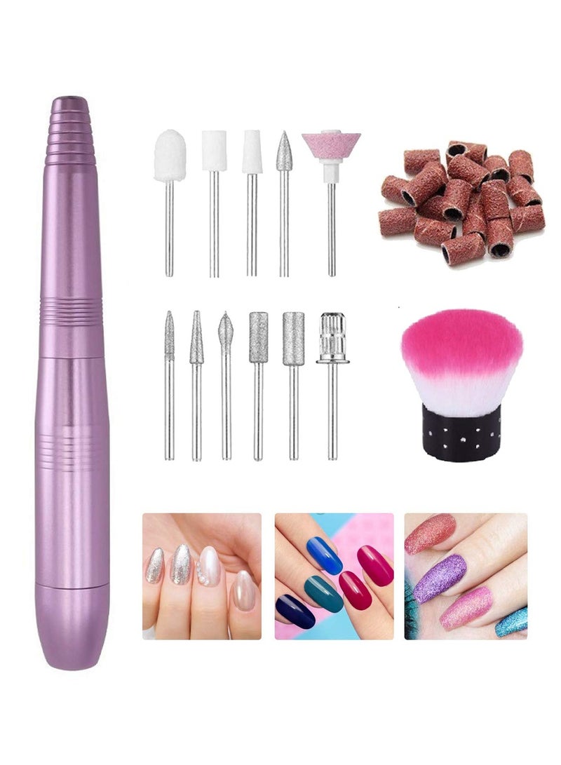 general Portable 11-in-1 USB Manicure Pedicure Nail File Polishing Drill Machine Tools Kit Set with Sanding Bands for Acrylic Gel Nail Removal, Home  Salon Use (Pink) - Image 1