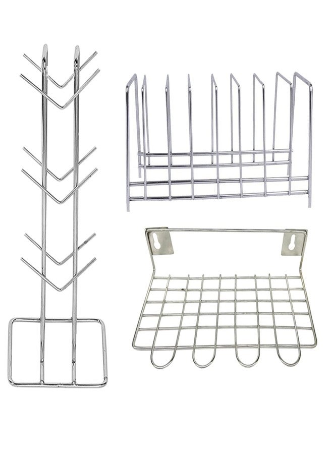 Oc9 Stainless Steel Cup Stand & Plate Stand & Wall Mounted Ladle Stand for Kitchen - Image 1