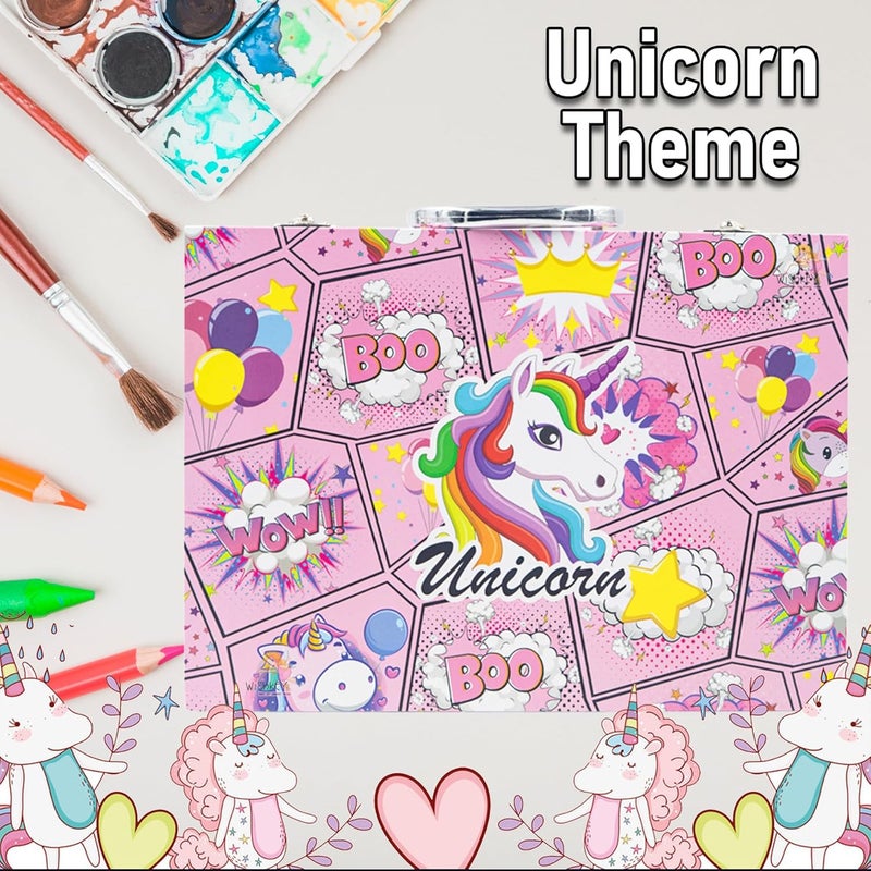Wish key 67 Pieces Art Set for Kids with Unicorn Theme Case, Art and Craft Supplies Kit for Drawing and Painting with Sketch Pen, Paint Colors, Brush, Color Pencils, Crayons (Pack of 1, Pink) - Image 5