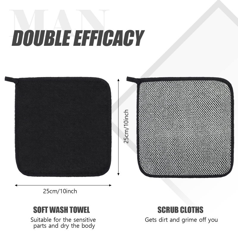 Tudomro 10 Pcs Exfoliating Washcloths Double Sided Man Wash Cloths Body Face Exfoliating Scrub Cloths for Shower Men Women(10 x 10 Inch,Black) - Image 5