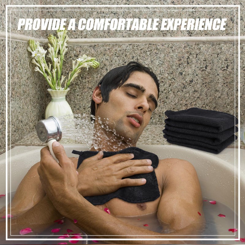 Tudomro 10 Pcs Exfoliating Washcloths Double Sided Man Wash Cloths Body Face Exfoliating Scrub Cloths for Shower Men Women(10 x 10 Inch,Black) - Image 4