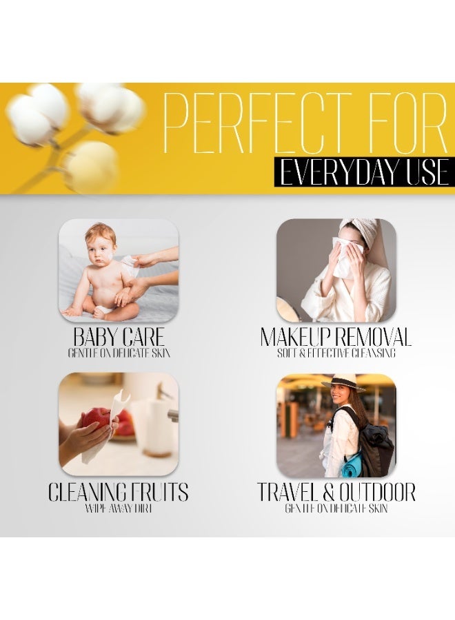 ABJ Disposable Face Towels XL – 10 Packs (10 Towels Each) – Ultra Soft, 100% Biobased, Eczema Safe, Lint-Free Dry Wipes for Sensitive Skin & Makeup Removal - Image 5