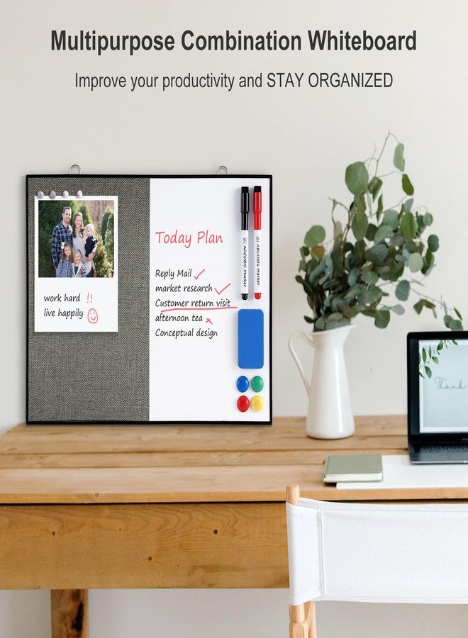 ARCOBIS Dry Erase Linen Board, 12"X16" Small Cork Board White Board Combination, Double-Sided Magnetic Bulletin Board for Wall, Vision Board for Home, Office, School, Grey - Image 3