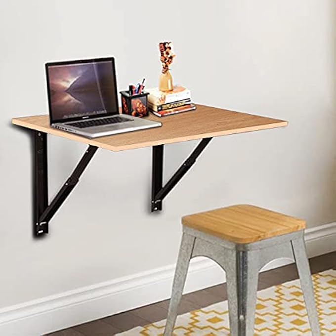 rayihni FOLDING WALL MOUNT LAPTOP SHELF FOR STUDY/OFFICE BALCONY/KITCHEN TABLE MADE IN INDIA (80CM*40 CM) BEIGE - Image 3