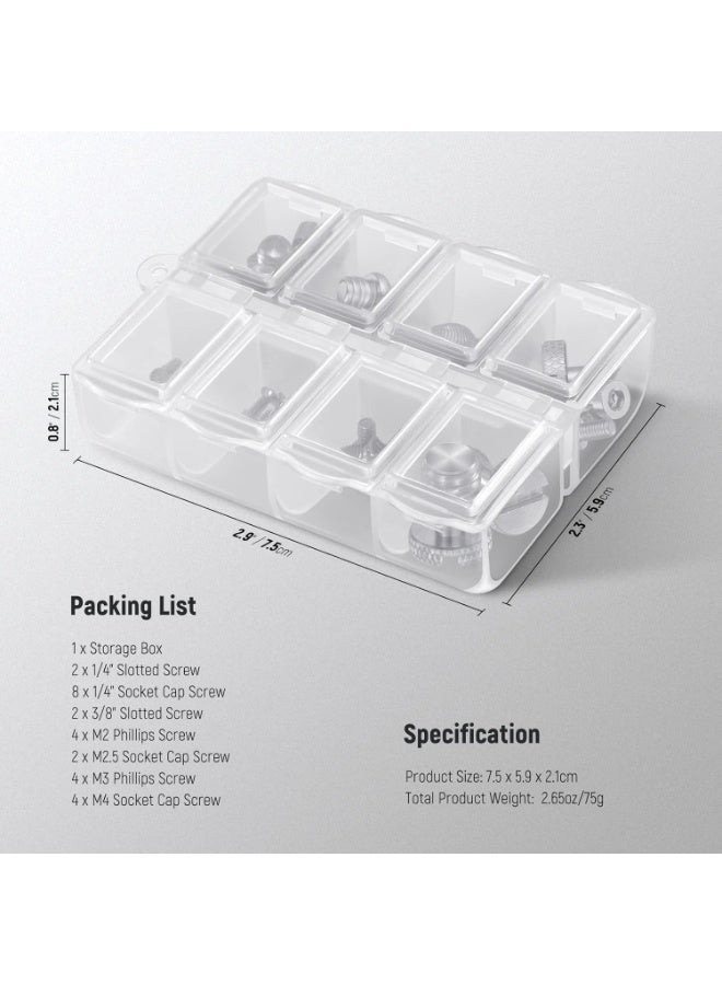 NEEWER 26PCS Camera Screw Set for Photography Equipment, Includes 1/4" 3/8" M2 M2.5 M3 and M4 Screws Compatible with SmallRig NEEWER Camera Cage, Top Handle, Side Handle Grip, Tripod QR Plate, UA002 - Image 2