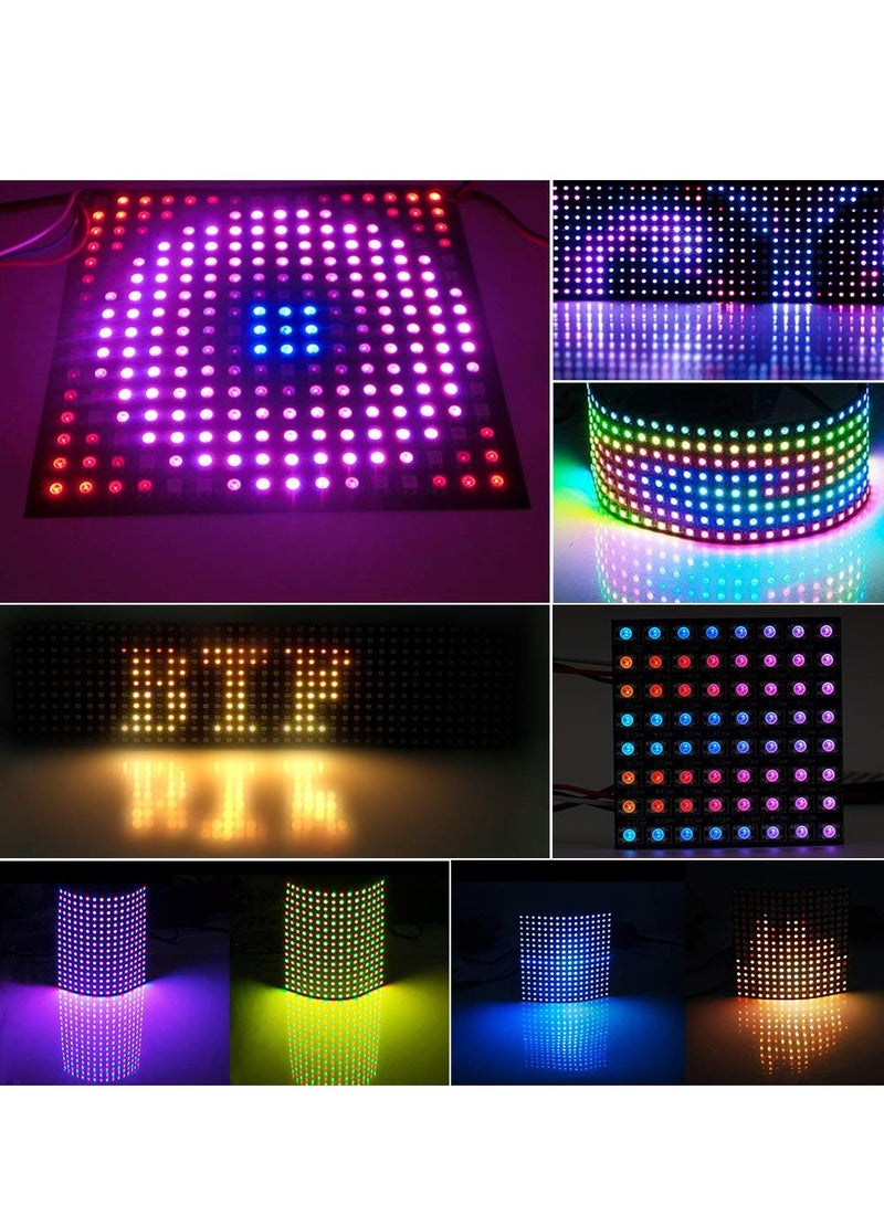 KASTWAVE 2 Pack WS2812B ECO RGB Alloy Wires 5050SMD Individual Addressable DC5V 8X32 256 Pixel LED Matrix Flexible FPCB Full Color Works with K-1000C,SP107E Controllers Image Video Text Display - Image 3