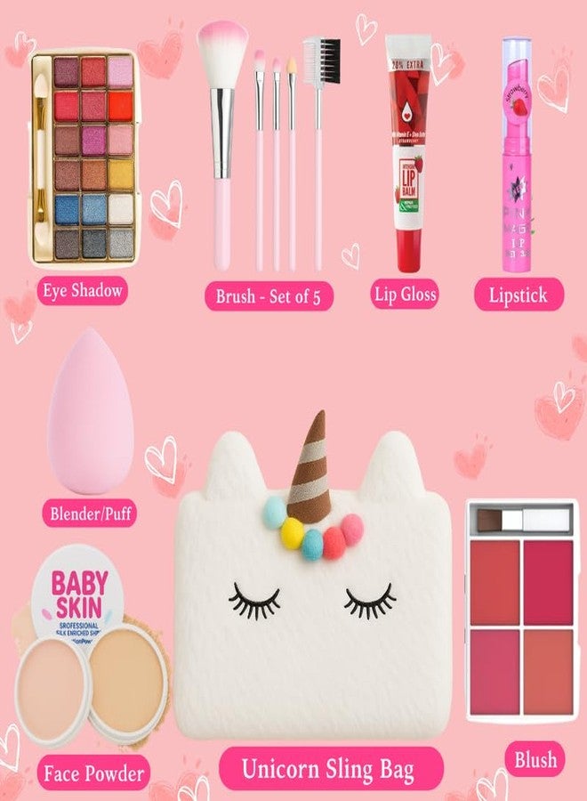 Linivya Kids Real Makeup Kit for Girls & Teens | 15-Piece Set with Unicorn White Bag - Safe, Non-Toxic, Washable - Birthday Gift for Ages 6-17 - Image 3