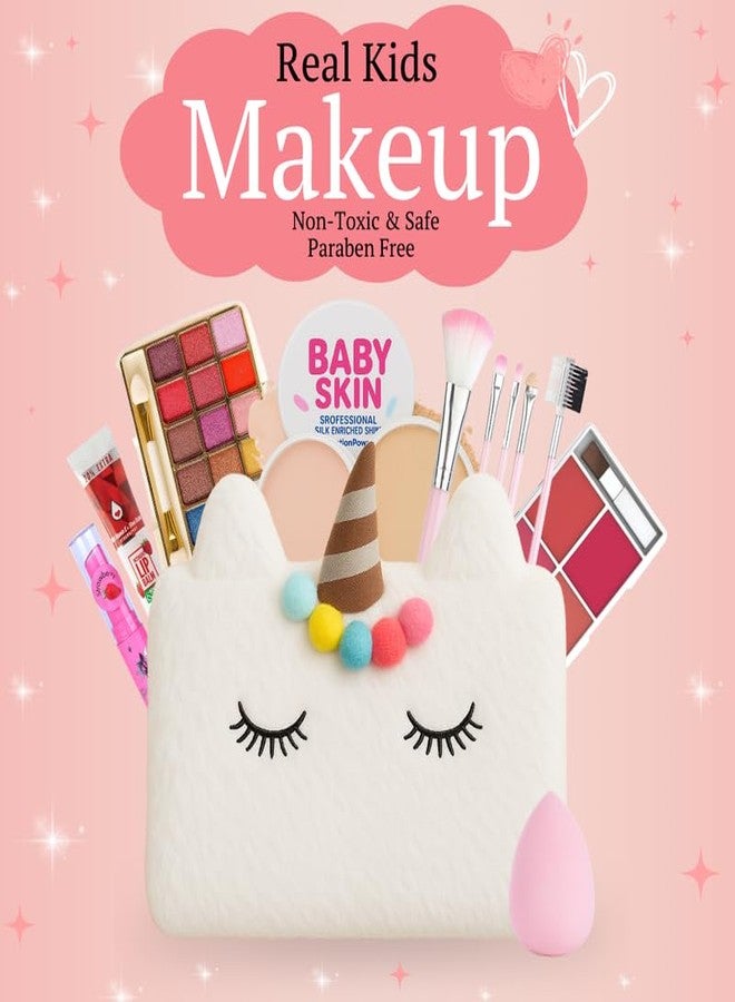 Linivya Kids Real Makeup Kit for Girls & Teens | 15-Piece Set with Unicorn White Bag - Safe, Non-Toxic, Washable - Birthday Gift for Ages 6-17 - Image 2