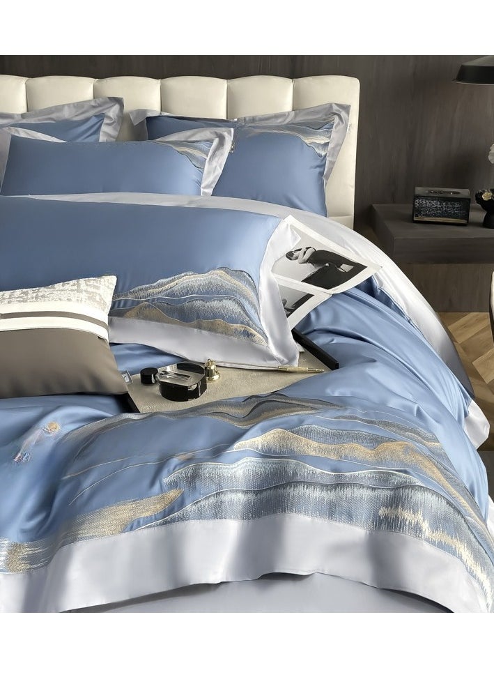 Generic Fitted Sheet Style — ﻿ French High-End 80 Thread Pure Cotton Embroidered Bedding Four Piece Set  - Image 2