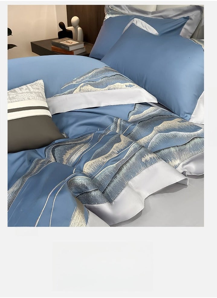 Generic Fitted Sheet Style — ﻿ French High-End 80 Thread Pure Cotton Embroidered Bedding Four Piece Set  - Image 5