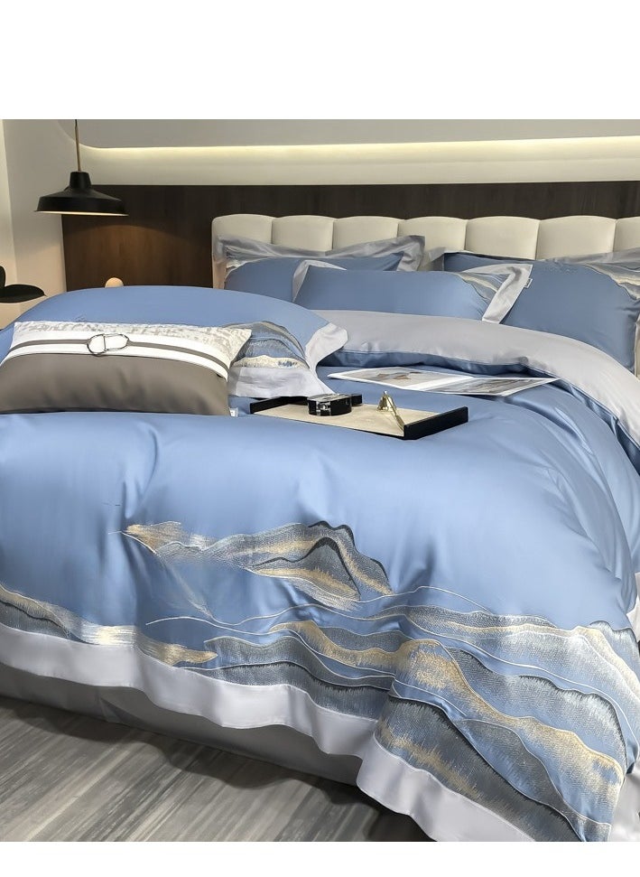 Generic Fitted Sheet Style — ﻿ French High-End 80 Thread Pure Cotton Embroidered Bedding Four Piece Set  - Image 3