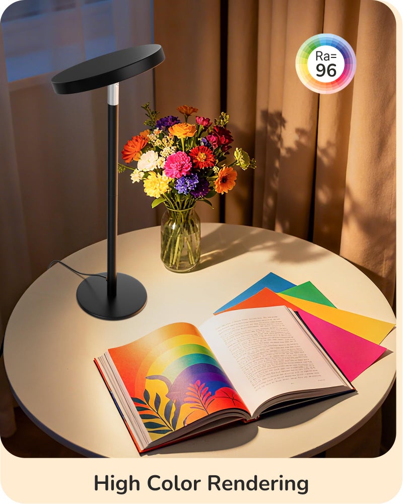 EDISHINE LED Table Lamp with 2 Adjustable Height, 5%-100% Dimmable & 3 Color Temperature, Touch Control, Modern Desk Lamp for Home Office, Living Room, Black - Image 2