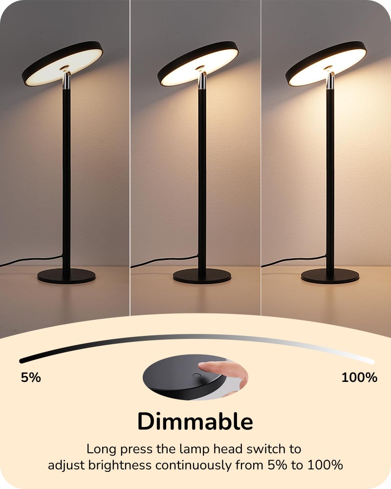 EDISHINE LED Table Lamp with 2 Adjustable Height, 5%-100% Dimmable & 3 Color Temperature, Touch Control, Modern Desk Lamp for Home Office, Living Room, Black - Image 5