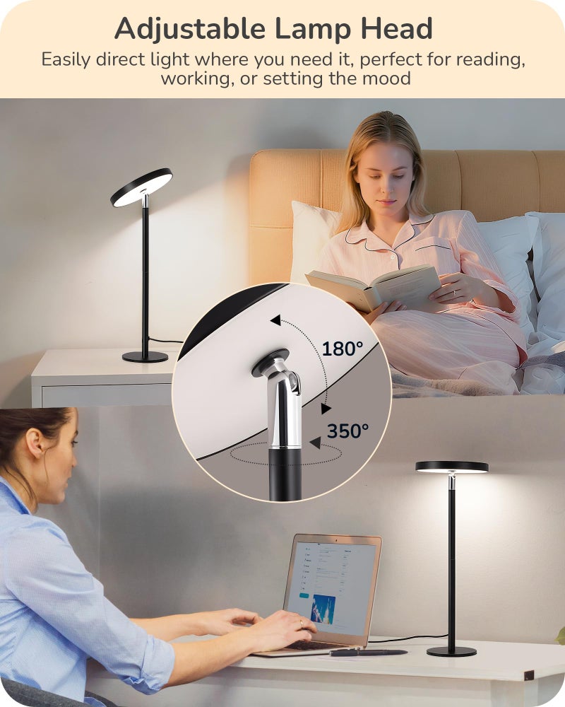 EDISHINE LED Table Lamp with 2 Adjustable Height, 5%-100% Dimmable & 3 Color Temperature, Touch Control, Modern Desk Lamp for Home Office, Living Room, Black - Image 3
