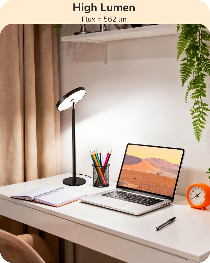 EDISHINE LED Table Lamp with 2 Adjustable Height, 5%-100% Dimmable & 3 Color Temperature, Touch Control, Modern Desk Lamp for Home Office, Living Room, Black - Image 4