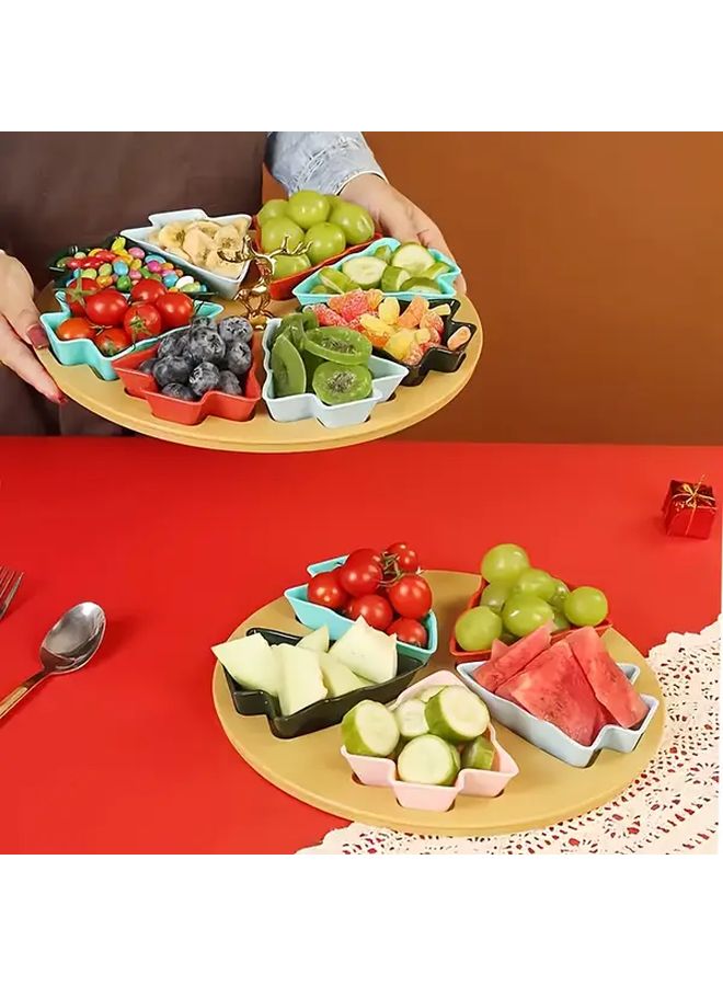Multicolor 8 Grid Christmas Tree Shape Reusable Plastic Snack Display Tray - Image 2