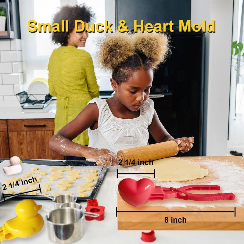 Jeyssui Duck Rice Mold Heart Rice Mold DIY Sushi Molds with Poly Plastic Gloves 2 Pack Yellow - Image 3