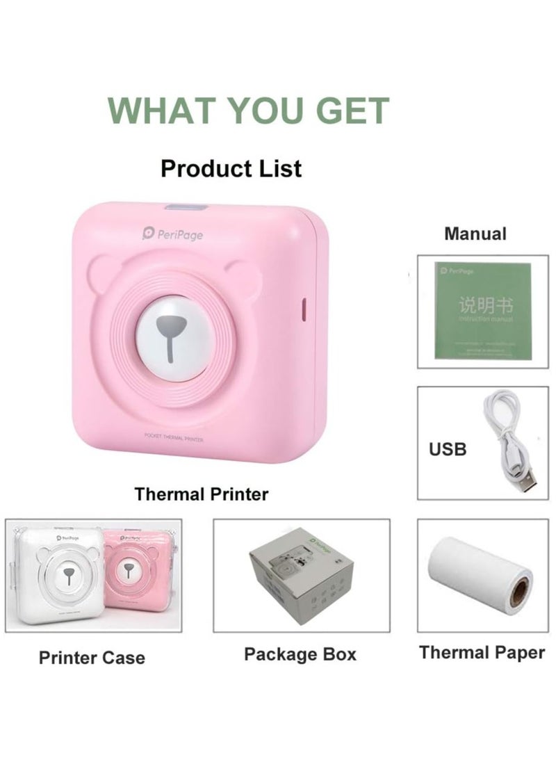 PeriPage - PeriPage Mini Pocket Wireless BT Thermal Printer Picture Photo Label Memo Receipt Paper Printer with USB Cable Support for Android iOS Smartphone Windows - Image 1