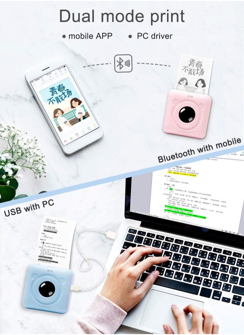 PeriPage - PeriPage Mini Pocket Wireless BT Thermal Printer Picture Photo Label Memo Receipt Paper Printer with USB Cable Support for Android iOS Smartphone Windows - Image 1