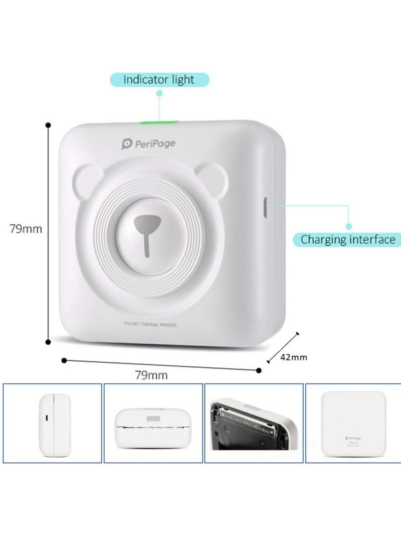 PeriPage - PeriPage Mini Pocket Wireless BT Thermal Printer Picture Photo Label Memo Receipt Paper Printer with USB Cable Support for Android iOS Smartphone Windows - Image 1