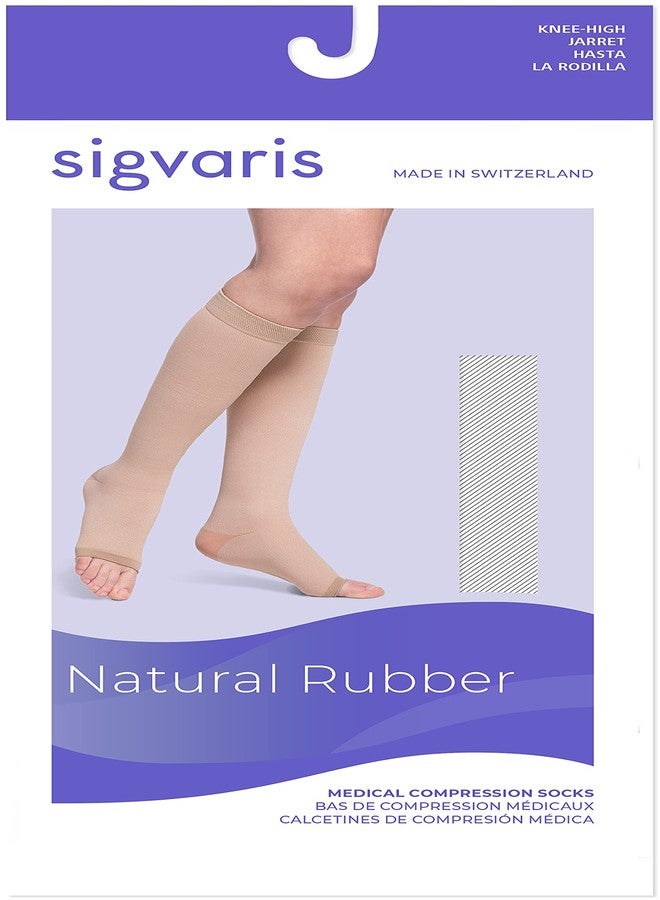 Sigvaris Natural Rubber Calf High Open Toe Compression Stockings, 40-50 mmHg - Image 2