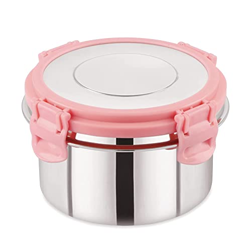 Black Olive Leak Proof Click and Seal Lock Stainless Steel Storage/Air Tight Tiffin Container/Lunch Container with Steel lid Fusion (500ml) - Image 1