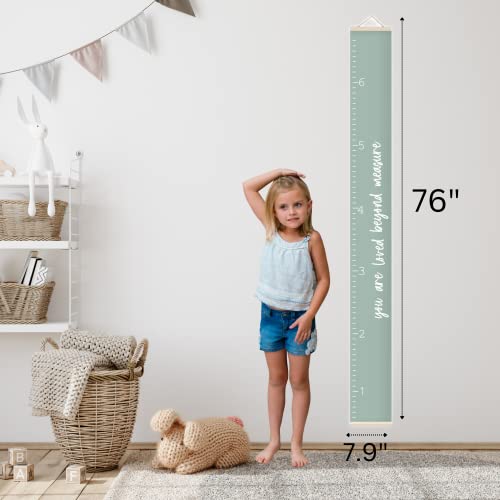 Morxy Canvas Growth Chart for Kids - Unisex Kids Room Wall Decor - Measuring Height Chart- Wall Tape with Height Chart for Kids (Canvas, Loved Beyond Measure- sage) - Image 4