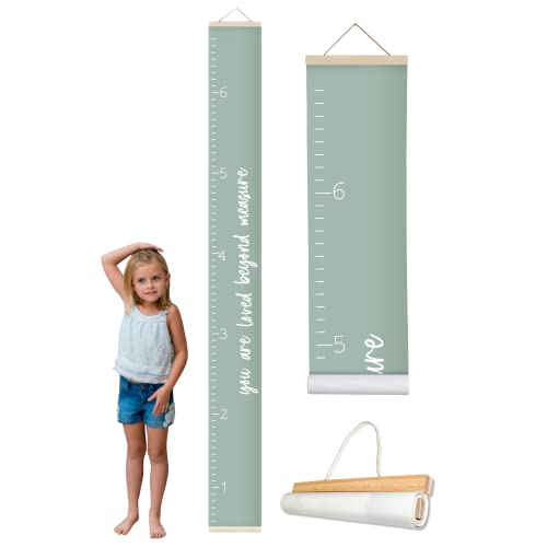 Morxy Canvas Growth Chart for Kids - Unisex Kids Room Wall Decor - Measuring Height Chart- Wall Tape with Height Chart for Kids (Canvas, Loved Beyond Measure- sage) - Image 1