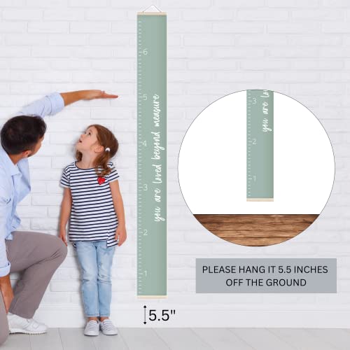 Morxy Canvas Growth Chart for Kids - Unisex Kids Room Wall Decor - Measuring Height Chart- Wall Tape with Height Chart for Kids (Canvas, Loved Beyond Measure- sage) - Image 5
