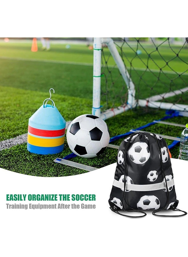 YelaJoy 12 Pcs String Bags,Drawstring Back Sack with Reflective Stripe,Non Woven Fabrics,Football Pattern School Bag, String Bags for Yoga Dance Swimming,34cmx27cm - Image 4
