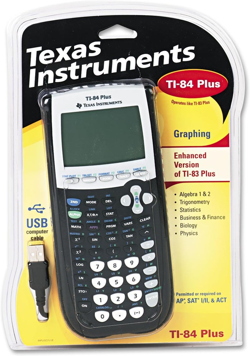 TI84PLUS TI-84Plus آلة حاسبة رسومية قابلة للبرمجة، شاشة LCD مكونة من 10 أرقام