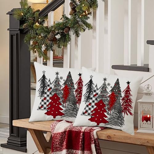 Artmag Christmas Pillow Covers 18x18 Inch Set of 2 Tree Decorative Throw Cushion Cases for Winter Home Decor Couch Sofa - Image 3