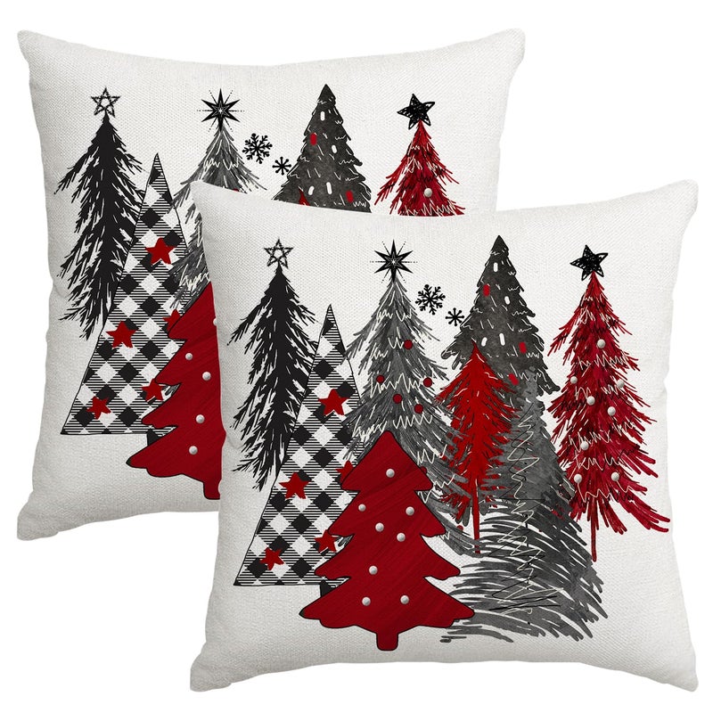 Artmag Christmas Pillow Covers 18x18 Inch Set of 2 Tree Decorative Throw Cushion Cases for Winter Home Decor Couch Sofa - Image 2