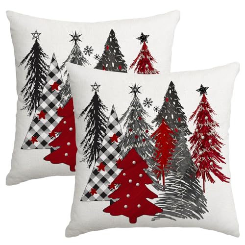 Artmag Christmas Pillow Covers 18x18 Inch Set of 2 Tree Decorative Throw Cushion Cases for Winter Home Decor Couch Sofa - Image 1