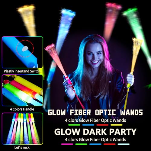 OceanWings Glow Fiber Optic Wands,Halloween Glow Sticks Bulk Party Pack,Glow in the dark Party Supplies Favor Flashing Light Up Sticks for Birthday Holiday Party Wedding Halloween Christmas(36) - Image 4