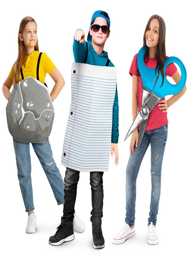 Zadin Rock Paper Scissors Costume Kids Set, Fun Halloween Outfits for 3, Trio Costume Set,Funny Group Halloween Costume for Three - Image 1