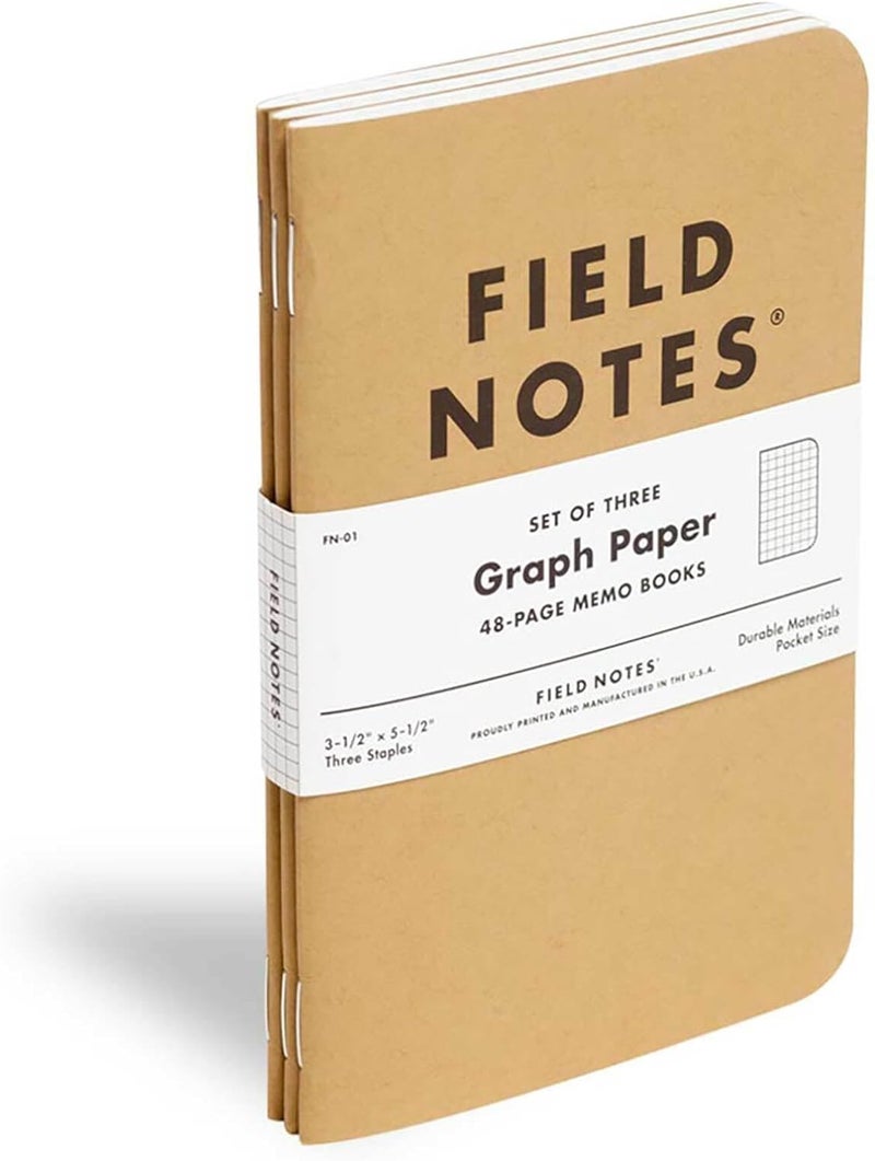 Field Notes : Original Kraft 3-Pack - Graph Paper Memo Books - Grid Paper 48 Page Pocket Notebooks - 3.5" x 5.5" - Image 4