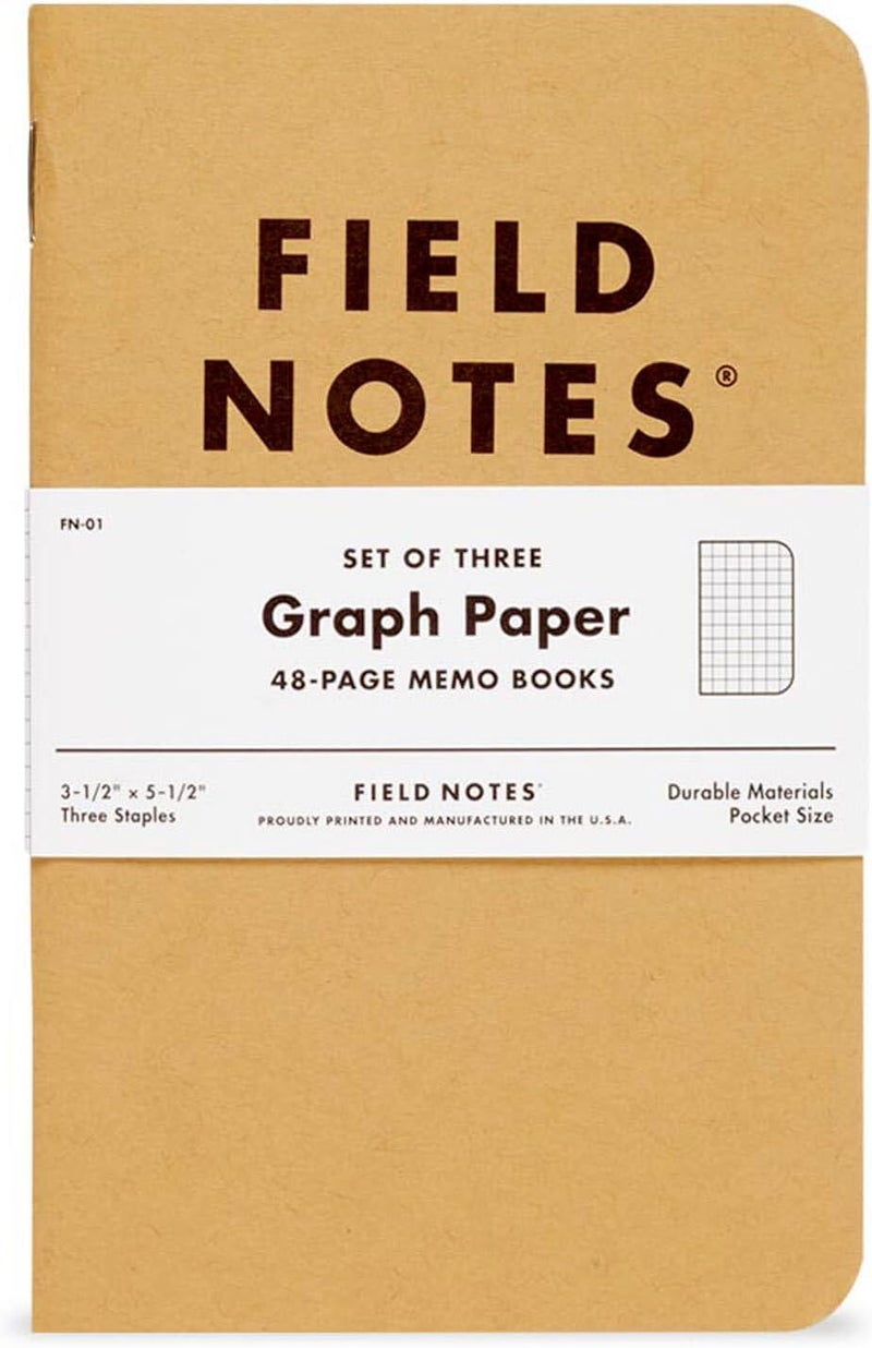 Field Notes : Original Kraft 3-Pack - Graph Paper Memo Books - Grid Paper 48 Page Pocket Notebooks - 3.5" x 5.5" - Image 3