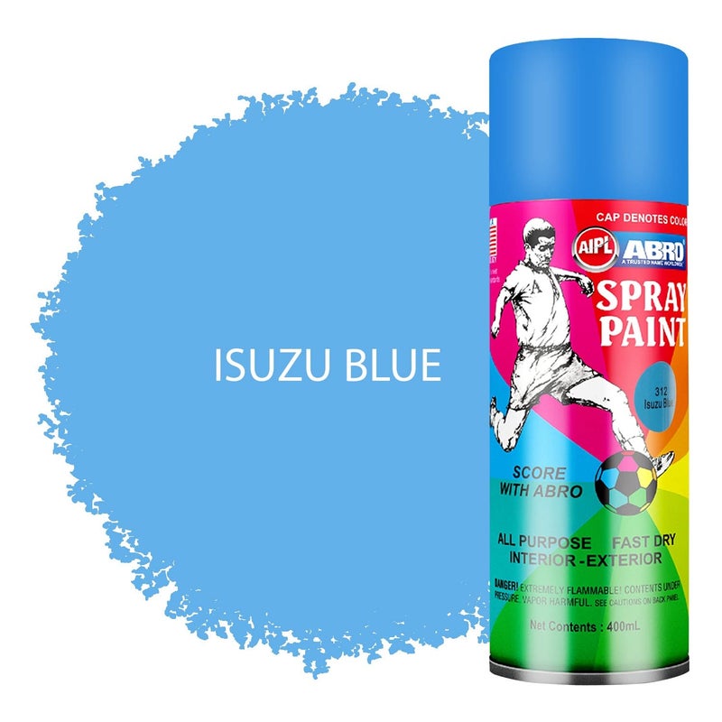 Abro SP-312 Multipurpose Colour Spray Paint Can (400ml, Isuzu Blue) DIY Quick Drying for Metal, Wood, Walls, Automotive Cars and Bikes - Image 2