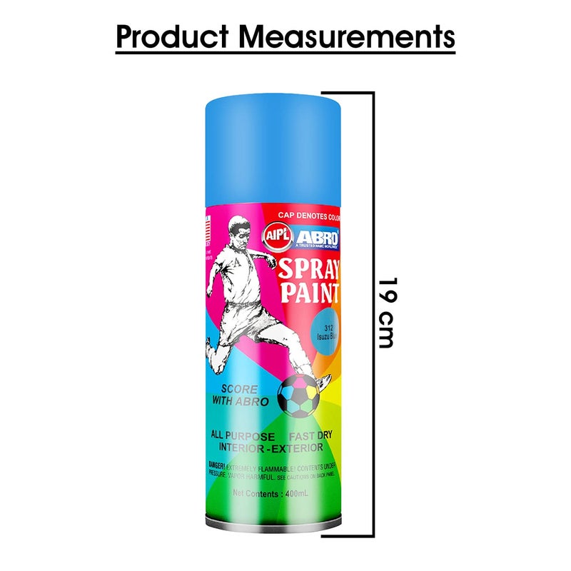 Abro SP-312 Multipurpose Colour Spray Paint Can (400ml, Isuzu Blue) DIY Quick Drying for Metal, Wood, Walls, Automotive Cars and Bikes - Image 4