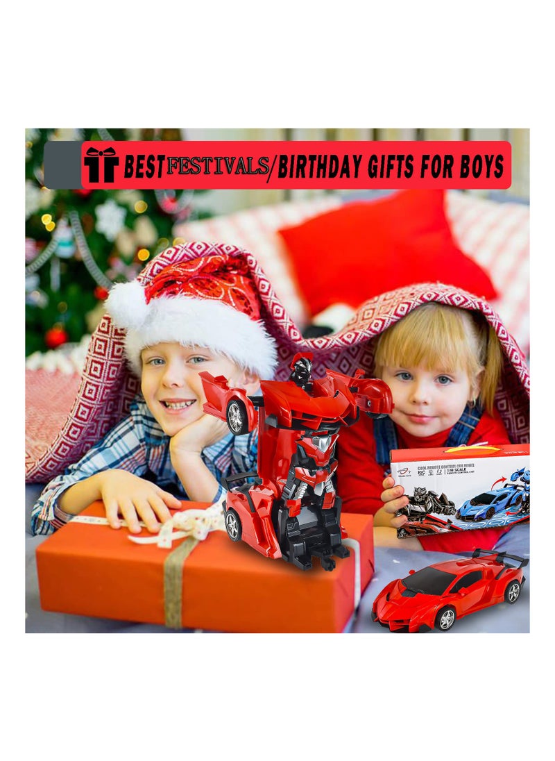 SYOSI Remote Control Toys for Kids Birthday Hobby Rc Robot Car Toy 1 18 Scale with One Button Deformation Transformer 5 to 12 Years Old Racing Cars Boys Girls Red  - Image 5